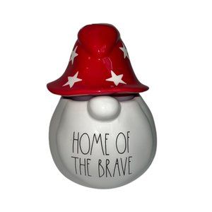 Rae Dunn Home of The Brave Gnome Ceramic Candle Summer Picnic Scent Stars Stripe